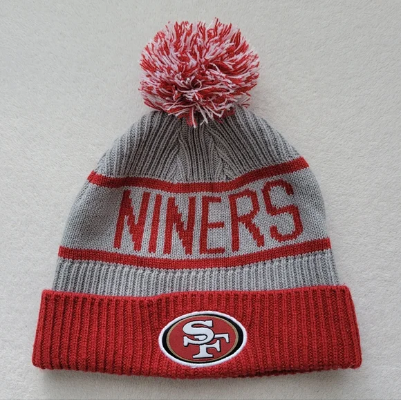 Niners Pom Beanie - San Francisco 49ers Winter Hat Red and Gray - Picture 10 of 10